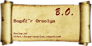 Bogár Orsolya névjegykártya