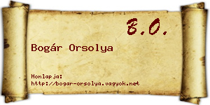 Bogár Orsolya névjegykártya